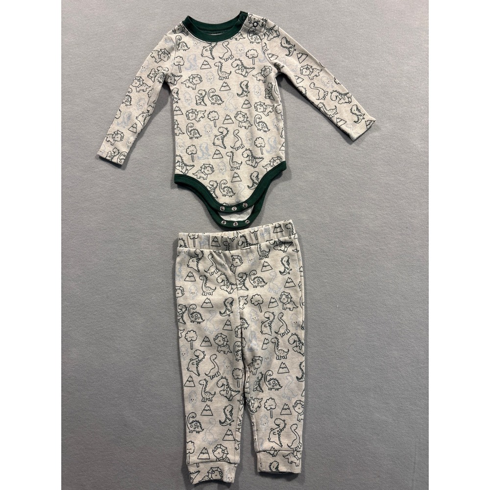 Garanimals Baby Boy 18M Dinosaur Thermal Waffle Knit Bodysuit and Pants Set